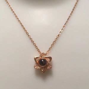 Rose gold Stamped925 Global I love you necklace